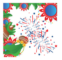 Vibrant abstract geometric shapes with bold color palette and clean lines