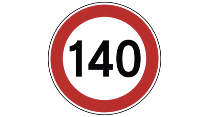 Maximum speed 140 sign for traffic and safety purposes