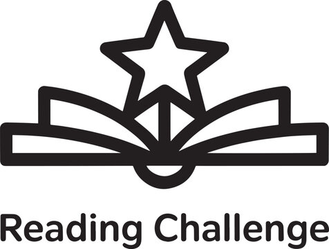 Reading Challenge Graphic Design Element Black and White Book Star Education Icon