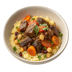 A  portion of lamb tagine isolated on a transparent background