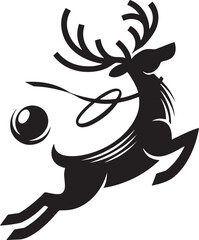 Silhouette of a Reindeer Leaping with Ornament A Festive Holiday Season Graphic Element