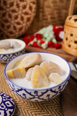 Banana in coconut milk , thai dessert	