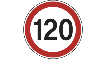 Speed limit 120 kilometers per hour sign icon symbol