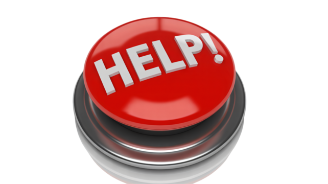 Urgent help needed red panic button assistance emergency aid