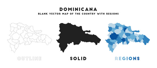 Obraz premium Dominicana map. Borders of Dominicana for your infographic. Vector country shape. Vector illustration.
