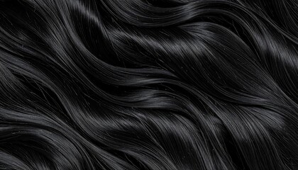 Wavy Black Hair Texture Background.