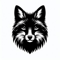 Obraz premium Detailed black and white illustration of a fox face