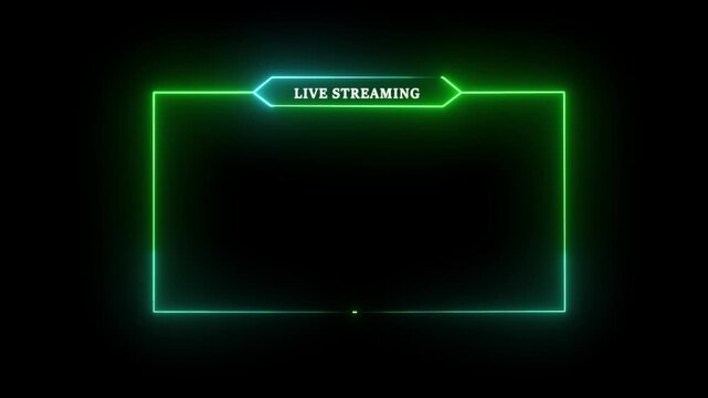 live streaming neon text frame animation box frame neon frame live streaming game live Stream overlay animation for live streaming video. neon line animation tow ton color on black background.4k video