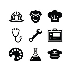 Fototapeta premium Collection of diverse professional icons representing different careers