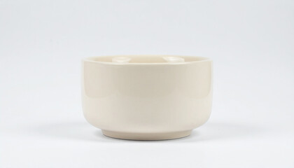 Cream-colored ceramic sugar bowl mock-up, plain white backdrop. Minimal tableware.