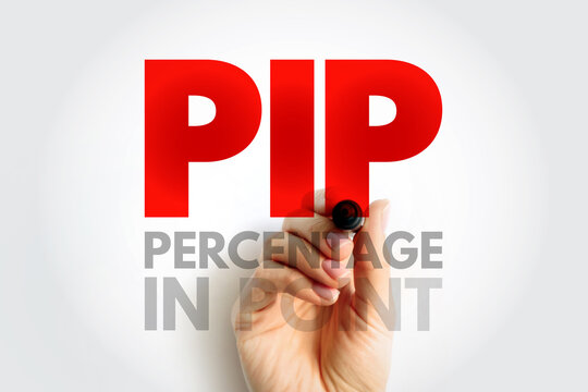 PIP Percentage In Point - a unit of change in an exchange rate of a currency pair, acronym text concept background