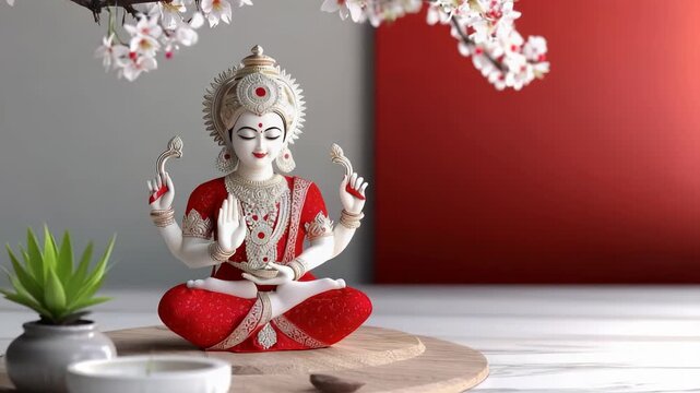 Cosmic lotus: Lakshmi presence, Vishnu bond, dharma role, divine wealth, spiritual grace, golden stream, lotus throne, sacred festival, auspicious origin, cultural link, eastern reverence,