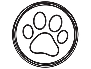 Obraz premium DOG PAW IN CIRCLE SILHOUETTE