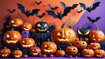halloween background with pumpkins