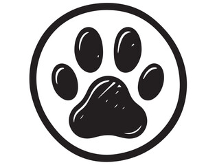 Fototapeta premium DOG PAW IN CIRCLE SILHOUETTE