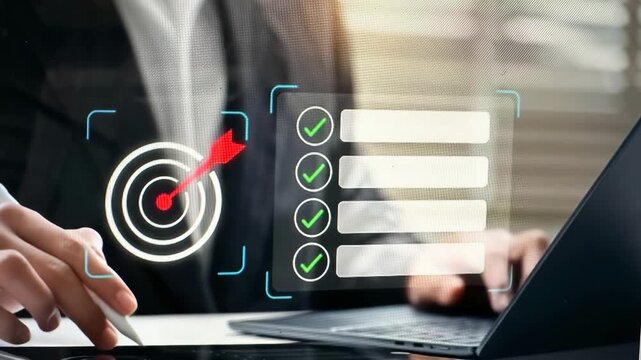 Focus on achieving goals with effective planning and organization techniques in a busy workspace