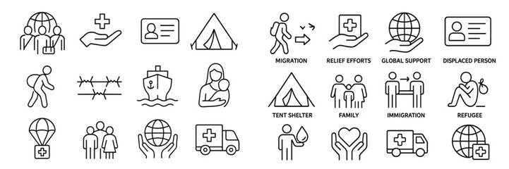 Symbolic representation of global migration and refugee support in modern humanitarian efforts