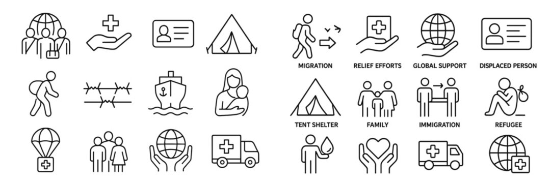 Symbolic representation of global migration and refugee support in modern humanitarian efforts