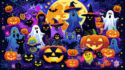 halloween background with pumpkins