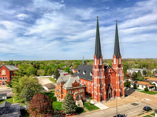 aerial view of Saint Hyacinth Roman Catholic church located in LaSalle, Illinois
