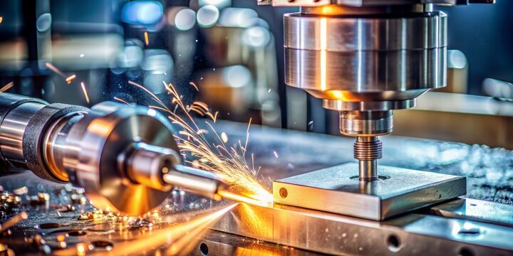 Industrial Machine Sparks Metalworking Close Up, manufacturing , industrial , workshop , metalworking