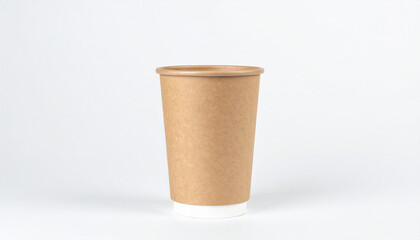 Kraft paper cup mock-up on white background. Eco-friendly disposable drinkware.