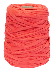 large ball of light red t-shirt yarn cut out
