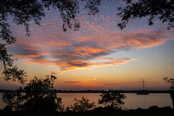 Fototapeta premium sunset over the river