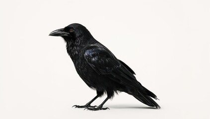 Fototapeta premium Realistic black raven on light background