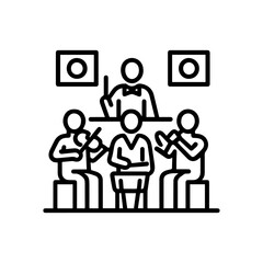 Line icon orchestra on stage vector on white background
Vector line icon on white background