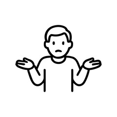 Line icon shrug vector on white background
Vector line icon on white background