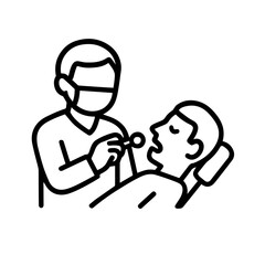 Line icon patient at the dentist vector on white background
Vector line icon on white background