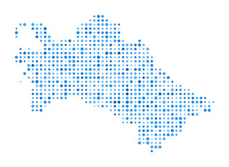Fototapeta premium Turkmenistan Dot Map. Country Digital Style Shape. Turkmenistan vector image. Country shape blue circular dots. Classy vector illustration.