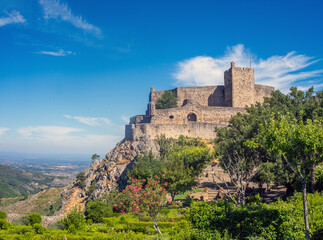 Obraz premium Ruins of the imposing castle of Marvão, Alentejo, Portugal. A notable an archetype of medieval castles