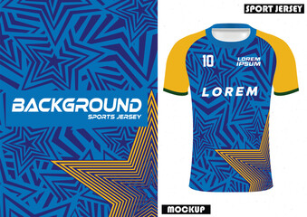 Blue and yellow sports jersey with star pattern background © MD kibriya Ahamed 