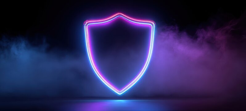 The Neon Shield Glowing with Pink and Blue Futuristic Cybersecurity Aura