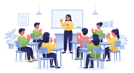 Classroom Interaction Teacher Leading a Group of Students in Discussion