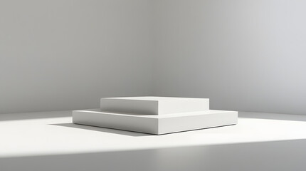 Single-Step Minimalist Podium Clipart &ndash; Vector Illustration of a Clean White Display Stand, No Shadow on White Background for Product, Award, and Presentation Designs