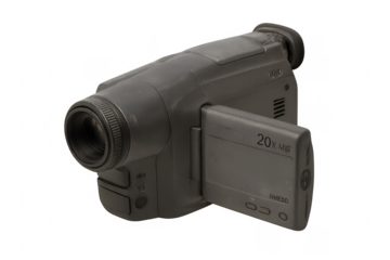 Old camcorder capturing memories on transparent background