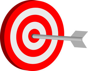 3D Target with Arrow Icon solated on transparent background.