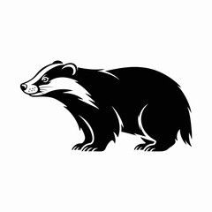Obraz premium Black and White Badger Illustration