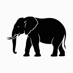 Fototapeta premium Elephant Silhouette Illustration on White Background
