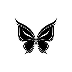 Fototapeta premium Isolated black butterfly wings with white outline on a white background