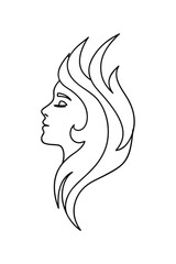 Minimalist line drawing a woman s profile with flowing hair face head 1