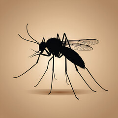 world mosquito day - black silhouette mosquito on skin body and brown background vector design.