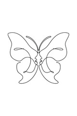 Minimalist single line drawing a butterfly with faces merged together abstract animal