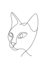 Minimalist single line drawing a cat face profile feline animal