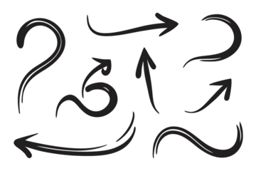 hand drawn arrows set isolated on white background, png, ai generated.