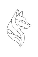 Minimalist single line drawing a fox head profile animal wildlife