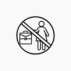 Woman with briefcase prohibition sign symbol forbidden